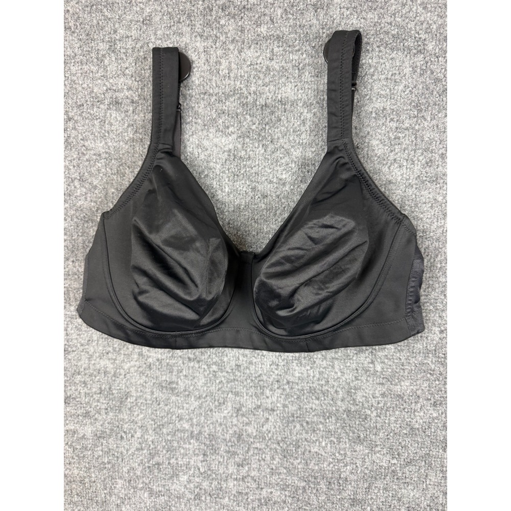 Cacique Black Full Coverage Underwire Bra 42D Unlined Cushioned Comfort Straps